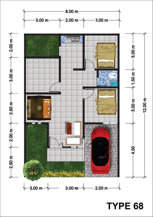 Layout Tipe 68